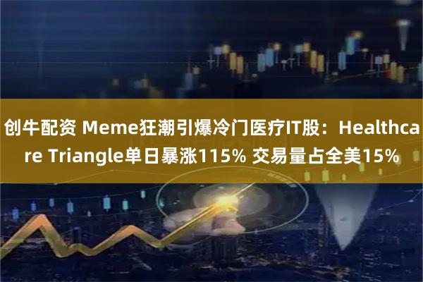 创牛配资 Meme狂潮引爆冷门医疗IT股:Healthcare Triangle单日暴涨115% 交易量占全美15%