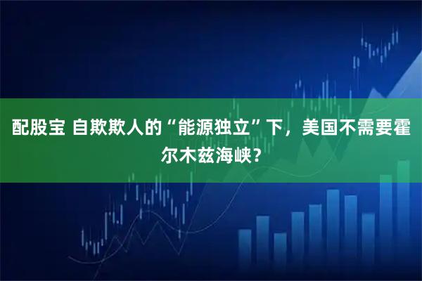 配股宝 自欺欺人的“能源独立”下,美国不需要霍尔木兹海峡?